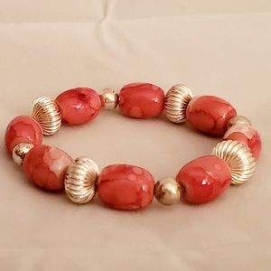 Red and Silver Beaded Bracelet